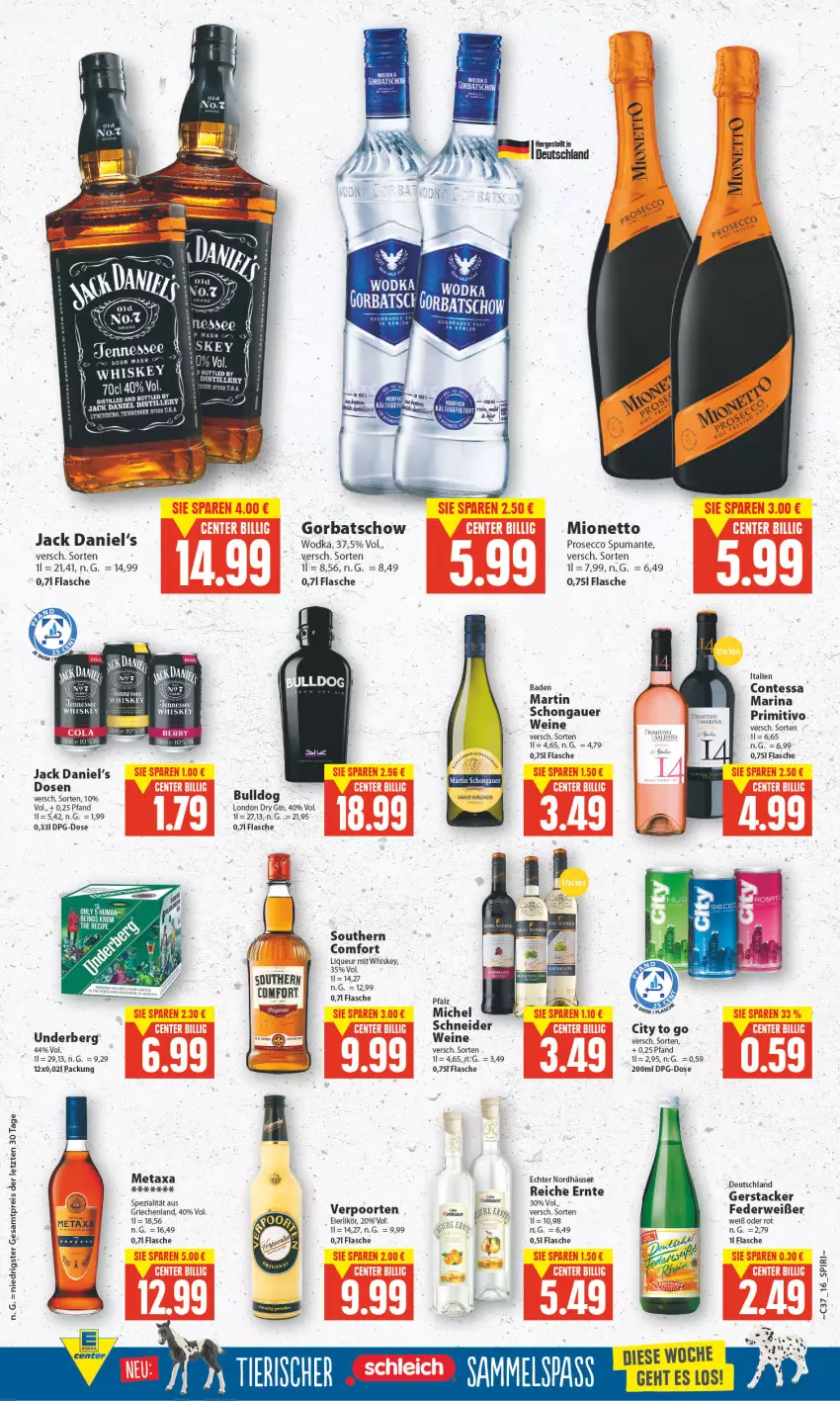 Aktueller Prospekt E Center - Angebote der Woche - von 12.09 bis 17.09.2022 - strona 15 - produkty: auer, Bad, Bulldog, burgunder, dry gin, ecco, eier, eierlikör, flasche, gin, Gorbatschow, grauer burgunder, jack daniel, jack daniel's, Jack Daniel’s, likör, liqueur, london dry, london dry gin, mionetto, primitivo, prosecco, puma, rwe, Southern Comfort, Spezi, spumante, tee, Ti, tuc, underberg, verpoorten, wein, weine, whiskey, wodka