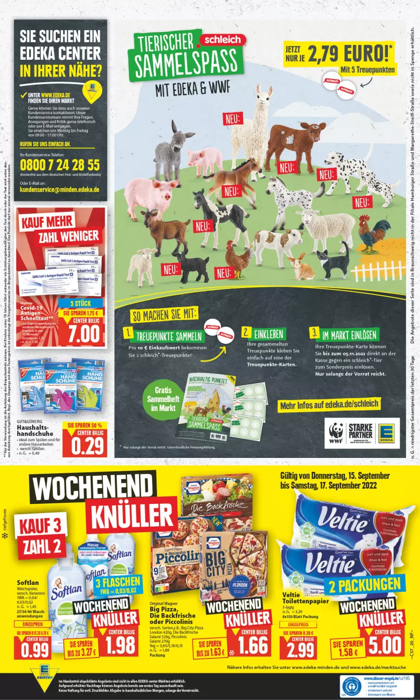 Aktueller Prospekt E Center - Angebote der Woche - von 12.09 bis 17.09.2022 - strona 20 - produkty: angebot, angebote, arla, beko, braun, burger, deka, eis, ente, erde, gin, hamburger, handschuhe, Kinder, LG, oder piccolinis, papier, piccolinis, pizza, reis, rel, rwe, salami, Schleich, schuhe, Softlan, Spülen, telefon, Ti, wagner, weichspüler, Yo, ZTE