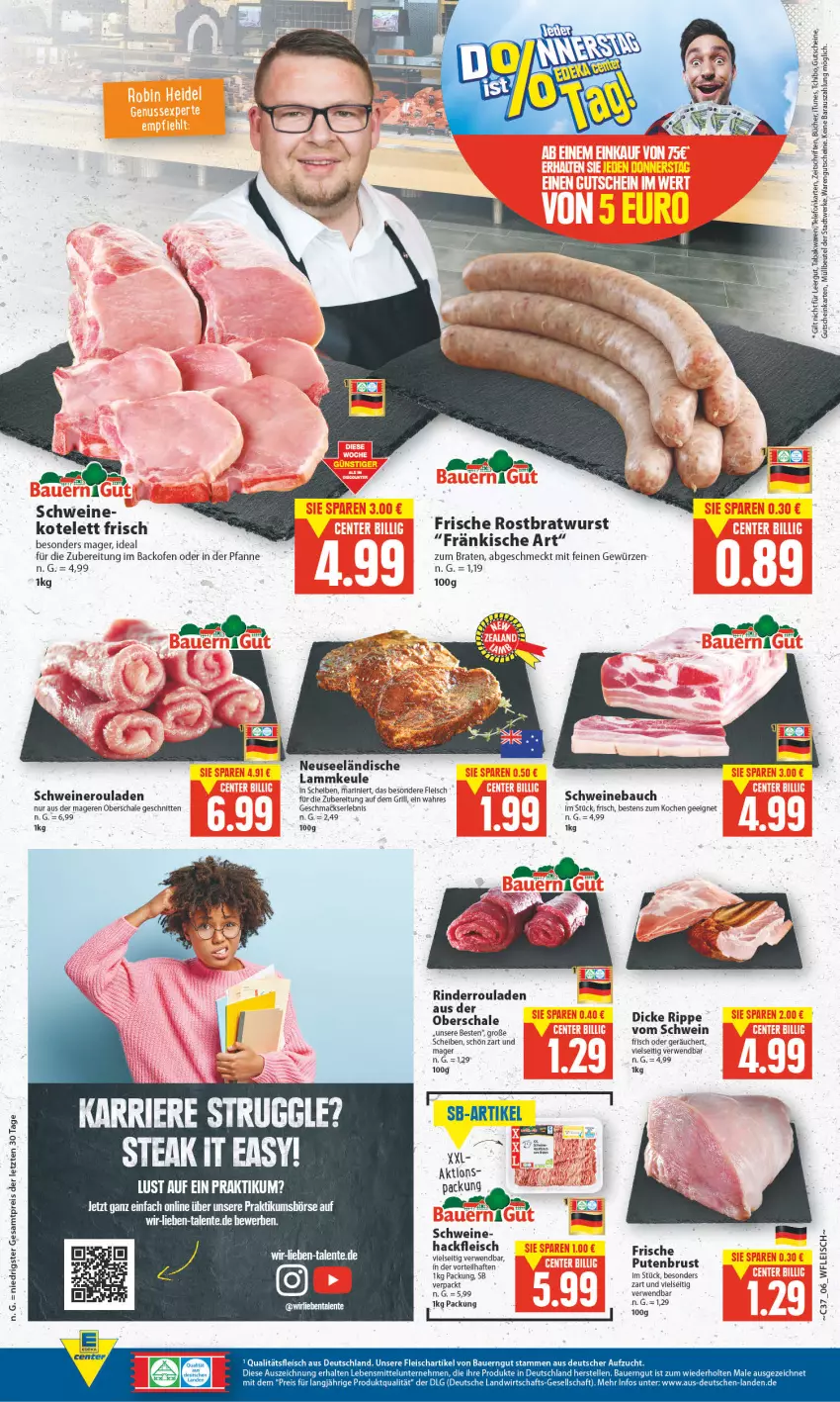 Aktueller Prospekt E Center - Angebote der Woche - von 12.09 bis 17.09.2022 - strona 6 - produkty: auer, backofen, Bau, Bauer, bauerngut, beutel, braten, bratwurst, eis, elle, fleisch, gewürz, grill, gutschein, gutscheine, hackfleisch, kotelett, lamm, lammkeule, lebensmittel, LG, mac, müllbeutel, nero, Ofen, pfanne, pute, putenbrust, reis, rind, rinder, Rinderroulade, rinderrouladen, rostbratwurst, rouladen, rwe, Schal, Schale, schnitten, schwein, schweine, Schweinebauch, Schweineroulade, Ti, wein, weine, wurst, ZTE