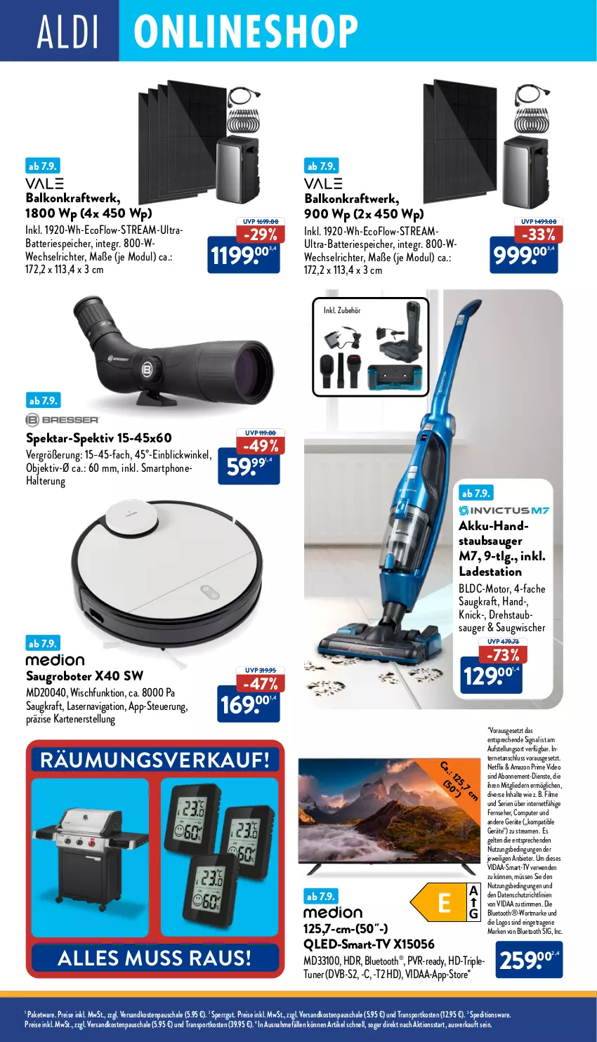 Aktueller Prospekt Aldi Nord - Von Montag - von 08.09 bis 13.09.2025 - strona 38 - produkty: akku, akku-handstaubsauger, batterie, computer, deo, dvb, dvb-s2, eis, fernseher, handstaubsauger, kraft, LG, ndk, netflix, pute, qled, reis, rwe, Saugroboter, Saugwischer, Schal, Schale, Signal, smartphone, Sport, staubsauger, Ti, tuner