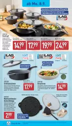Gazetka promocyjna Aldi Nord - Von Montag - Gazetka - ważna od 13.09 do 13.09.2025 - strona 18 - produkty: bratpfanne, brie, Crofton, decke, Deckel, edelstahl, gin, Glasdeckel, herdarten, Kochlöffel, Kochtopf, latte, LG, Liege, Löffel, pfanne, pfannen, Ria, Spritzschutz, spülmaschinen, Ti, topf, Untersetzer, ZTE