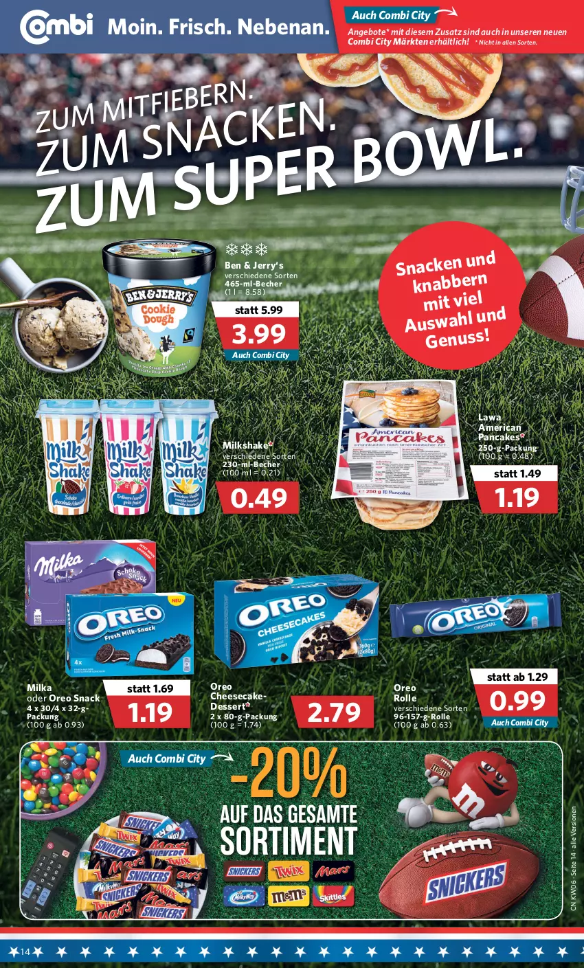 Aktueller Prospekt Combi - Prospekte - von 07.02 bis 12.02.2022 - strona 14 - produkty: angebot, angebote, Becher, cheesecake, dessert, milka, nuss, oreo, shake, snack