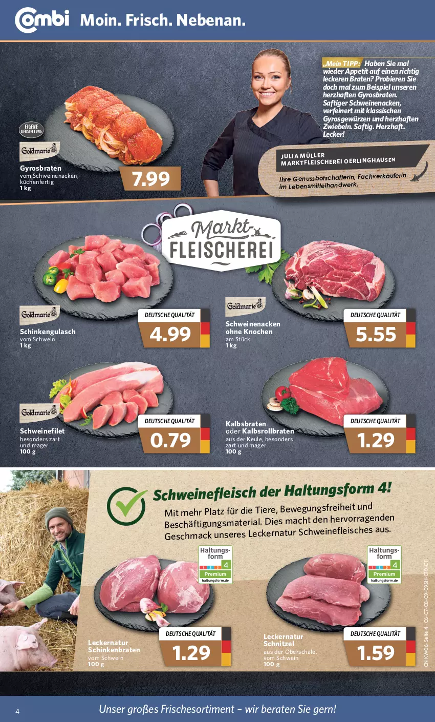 Aktueller Prospekt Combi - Prospekte - von 07.02 bis 12.02.2022 - strona 4 - produkty: bier, Biere, braten, eis, filet, fleisch, gewürz, gulasch, gyros, küche, Küchen, lebensmittel, mac, natur, nuss, Ria, rollbraten, saft, Schal, Schale, schinken, schinkenbraten, schnitzel, schwein, schweine, schweinefilet, schweinefleisch, schweinenacken, Ti, Tiere, vom schweinenacken, wein, weine, zwiebel, zwiebeln