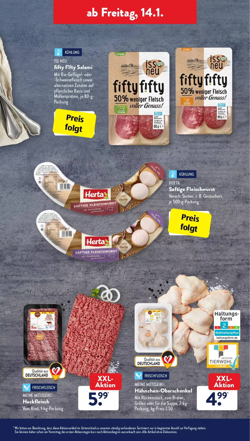 Aktueller Prospekt AldiSud - ALDI Aktuell - von 10.01 bis 15.01.2022 - strona 25 - produkty: alle artikel ohne dekoration, bio, braten, dekoration, eis, fleisch, fleischwurst, Geflügel, gin, grill, hackfleisch, henkel, herta, LG, reis, rind, saft, salami, schenkel, schwein, schweine, schweinefleisch, suppe, Ti, wein, weine, wurst, ZTE