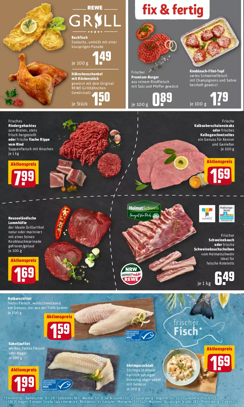 Aktueller Prospekt Rewe - REWE Ihr Kaufpark - von 28.02 bis 05.03.2022 - strona 4 - produkty: aktionspreis, backfisch, Bau, bauchscheiben, braten, burger, champignon, champignons, cocktail, decke, dressing, eis, erde, filet, fisch, fleisch, geschnetzeltes, gewürz, gewürzsalz, gin, grill, grillhähnchen, hähnchenschenkel, henkel, kabeljaufilet, knoblauch, kotelett, lachs, lamm, marinade, mit gemüse, natur, nuss, pfeffer, reis, rind, rinder, rindfleisch, Rotbarsch, rotbarschfilet, sahne, salz, Schal, Schale, schenkel, schwein, schweine, Schweinebauch, schweinebauchscheiben, schweinefleisch, steak, steaks, suppe, suppen, suppenfleisch, Ti, topf, Wanne, wein, weine, Zelt