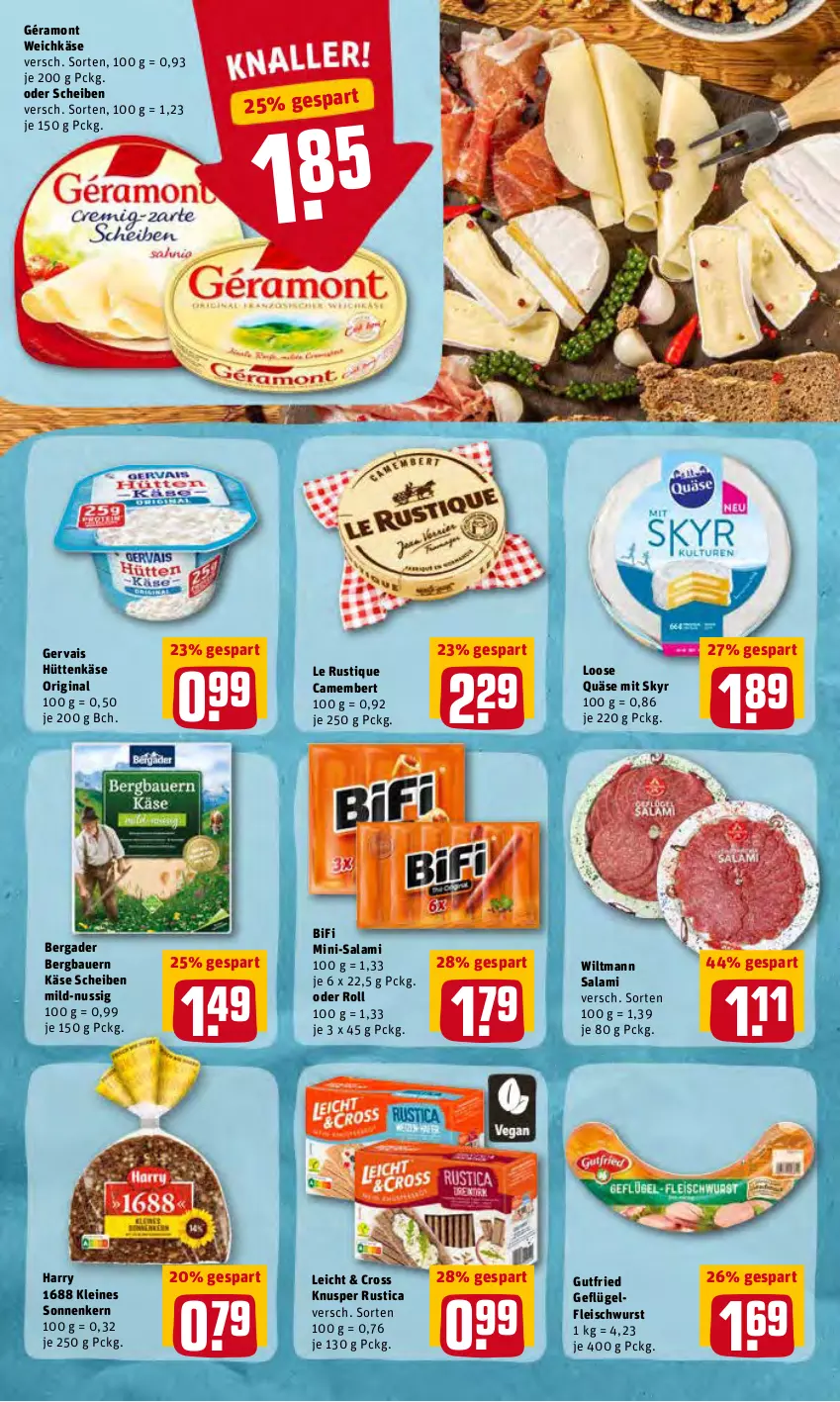 Aktueller Prospekt Rewe - REWE Ihr Kaufpark - von 28.02 bis 05.03.2022 - strona 8 - produkty: auer, Bau, Bauer, bergader, bifi, camembert, eis, fleisch, fleischwurst, Geflügel, géramont, gervais, gin, gutfried, Käse, Le Rustique, leine, Loose, Mini-Salami, nuss, quäse, salami, Skyr, Ti, weichkäse, wiltmann, wurst