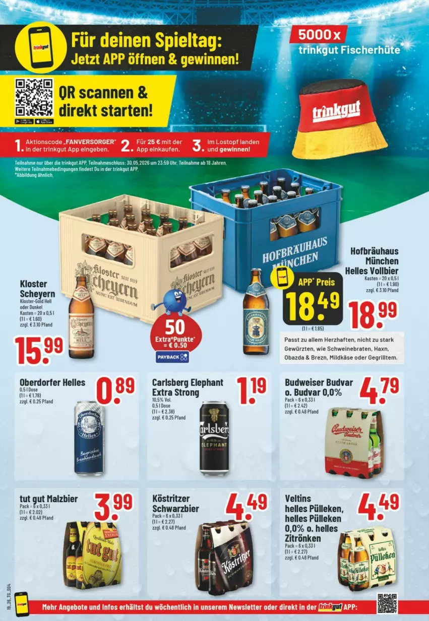 Aktueller Prospekt Trinkgut - Prospekte - von 03.05 bis 09.05.2026 - strona 4 - produkty: bier, braten, budweiser, carlsberg, eis, elle, gewürz, grill, Käse, köstritzer, malz, obazda, schwein, schweine, schweinebraten, tee, Ti, uhr, veltins, wein, weine, ZTE