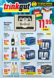 Gazetka promocyjna Trinkgut - Prospekte - Gazetka - ważna od 09.05 do 09.05.2026 - strona 1 - produkty: alkohol, Alwa, angebot, angebote, aperitif, brillant sekt, burger, cola, deka, eis, elle, flasche, flensburger, gerolsteine, gerolsteiner, kräuter, kräuterlikör, likör, lillet, mineralwasser, payback, pepsi, Pepsi Cola, pils, pilsener, premium pils, rama, ramazzott, ramazzotti, reifen, reis, Schwip Schwap, sekt, söhnlein, söhnlein brillant, steiner, Ti, uhr, vilsa, warsteiner, wasser, zott, ZTE