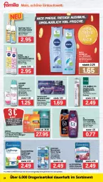 Gazetka promocyjna Famila - Prospekte - Gazetka - ważna od 26.02 do 26.02.2022 - strona 24 - produkty: Antitranspirant, Apotheke, auer, balsam, bambus, beutel, blend-a-med, bürste, creme, duschcreme, dusche, eis, Erkältungs, flasche, fusion5, garnier, gillette, holunder, ilag, mac, mach3, Meerwasser, nivea, pantene, pantene pro-v, pro-v, Rasierklinge, rasierklingen, reis, shake, shampoo, shampoo oder spülung, spülung, Ti, Trockenshampoo, wasser, zahnbürste, zahncreme