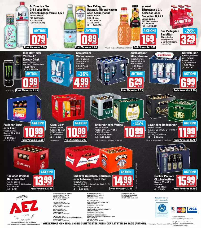 Aktueller Prospekt Aez - Prospekte - von 21.09 bis 26.09.2026 - strona 16 - produkty: adelholzener, AEZ, alkohol, Alwa, Berger, bier, bitburger, buch, burger, coca-cola, cola, drink, drucker, eis, elle, energy drink, Engel, ente, erdinger, erfrischungsgetränk, erfrischungsgetränke, flasche, Germ, gerolsteine, gerolsteiner, getränk, getränke, gin, glasflasche, granini, hacker pschorr, hella, Heu, Holz, ice tea, jever, kerze, lack, limo, mineralwasser, monster, natur, natura, nuss, Paula, paulaner, perla, radeberger, reis, rel, ring, rum, san pellegrino, Spezi, Sprudel, steiner, teller, Ti, uhr, veltins, wasser, weissbier, ZTE
