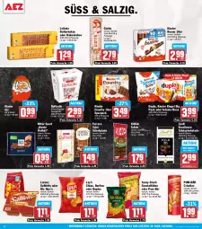 Gazetka promocyjna Aez - Prospekte - Gazetka - ważna od 26.09 do 26.09.2026 - strona 14 - produkty: aktionspreis, bugles, butter, butterkeks, chips, Doritos, duplo, eis, elle, ferrero, funny-frisch, giotto, kakao, keks, kekse, Kinder, kinder bueno, kinder country, kinder riegel, kitkat, kokos, leibniz, lindt, lorenz, mandel, pom-bär, raffaello, reis, riegel, ritter, ritter sport, saltletts, salz, schoko, schokolade, Spezi, Sport, tafelschokolade, Ti, ZTE