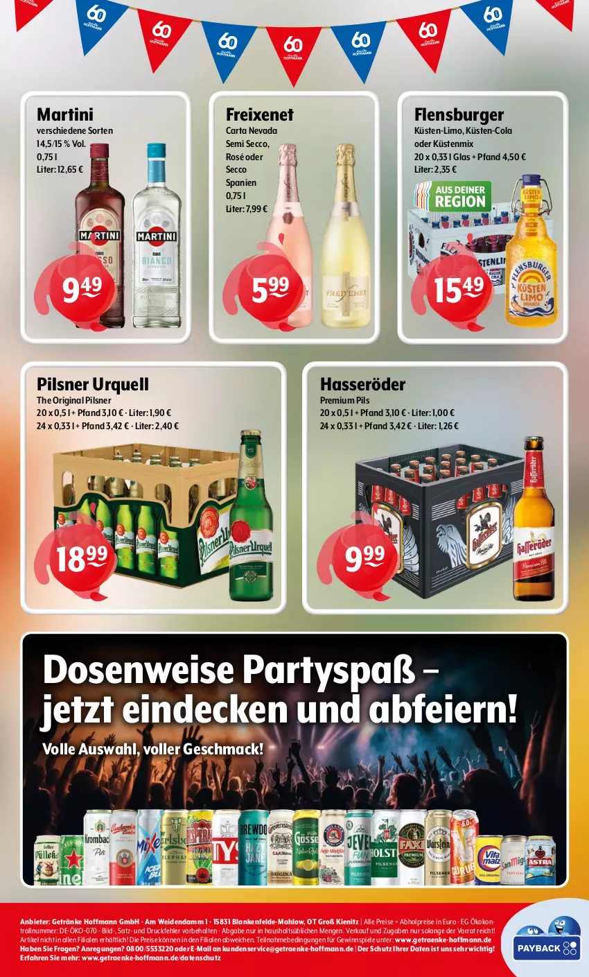 Aktueller Prospekt Getraenke Hoffmann - Prospekte - von 09.03 bis 14.03.2026 - strona 8 - produkty: abholpreise, burger, cola, decke, ecco, eier, eis, flensburger, freixenet, getränk, getränke, gewinnspiel, gin, hasseröder, limo, mac, martini, pils, pilsner, pilsner urquell, premium pils, reis, Spiele, Ti