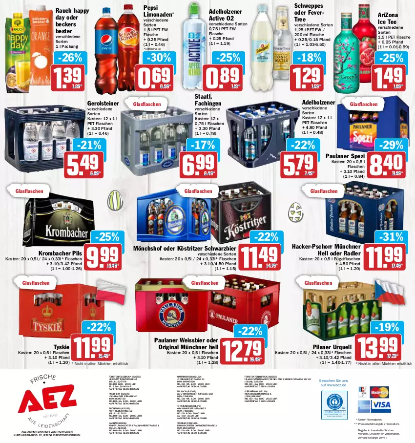 Aktueller Prospekt Aez - Prospekte - von 11.04 bis 16.04.2022 - strona 20 - produkty: adelholzener, AEZ, Beckers Bester, bier, buch, bügel, bügelflasche, drucker, eis, elle, Engel, ente, fisch, flasche, Germ, gerolsteine, gerolsteiner, gin, glasflasche, gsw, Happy Day, Holz, kerze, köstritzer, krombache, krombacher, krombacher pils, limo, limonade, limonaden, mönchshof, oder radler, Paula, paulaner, pepsi, perla, pils, pilsner, pilsner urquell, radler, Rauch, reis, ring, rum, schweppes, Spezi, Staatl. Fachingen, steiner, tee, teller, Ti, tyskie, uhr, weissbier