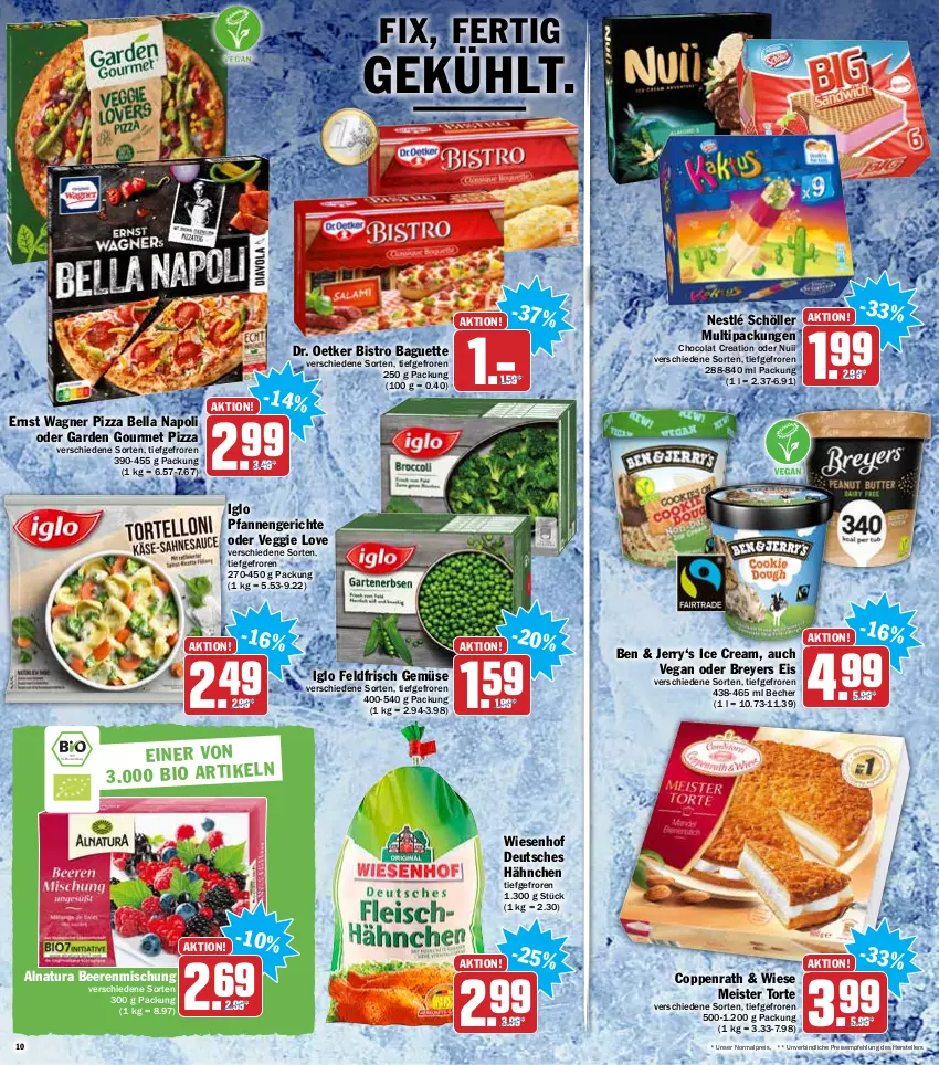 Aktueller Prospekt Hit - Prospekte - von 24.01 bis 29.01.2022 - strona 10 - produkty: baguette, Becher, beere, beeren, Bistro Baguette, cola, coppenrath, Dr. Oetker, eis, elle, garden gourmet, iglo, Meister, Meister Torte, natur, natura, nestlé, nestlé schöller, nuii, pfanne, pfannen, pizza, reis, Schöller, teller, Ti, torte, veggie, Veggie Love, wagner, wiesenhof