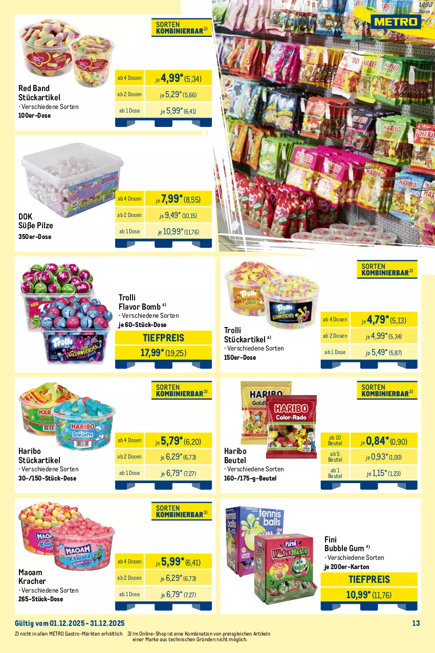 Aktueller Prospekt Metro - Monats-Mix - von 01.12 bis 31.12.2025 - strona 13 - produkty: beutel, cola, eis, ente, haribo, kracher, kräuter, maoam, Metro, metro gastro, pilze, reis, Ricola, Ti, tiefpreis, trolli, zucker