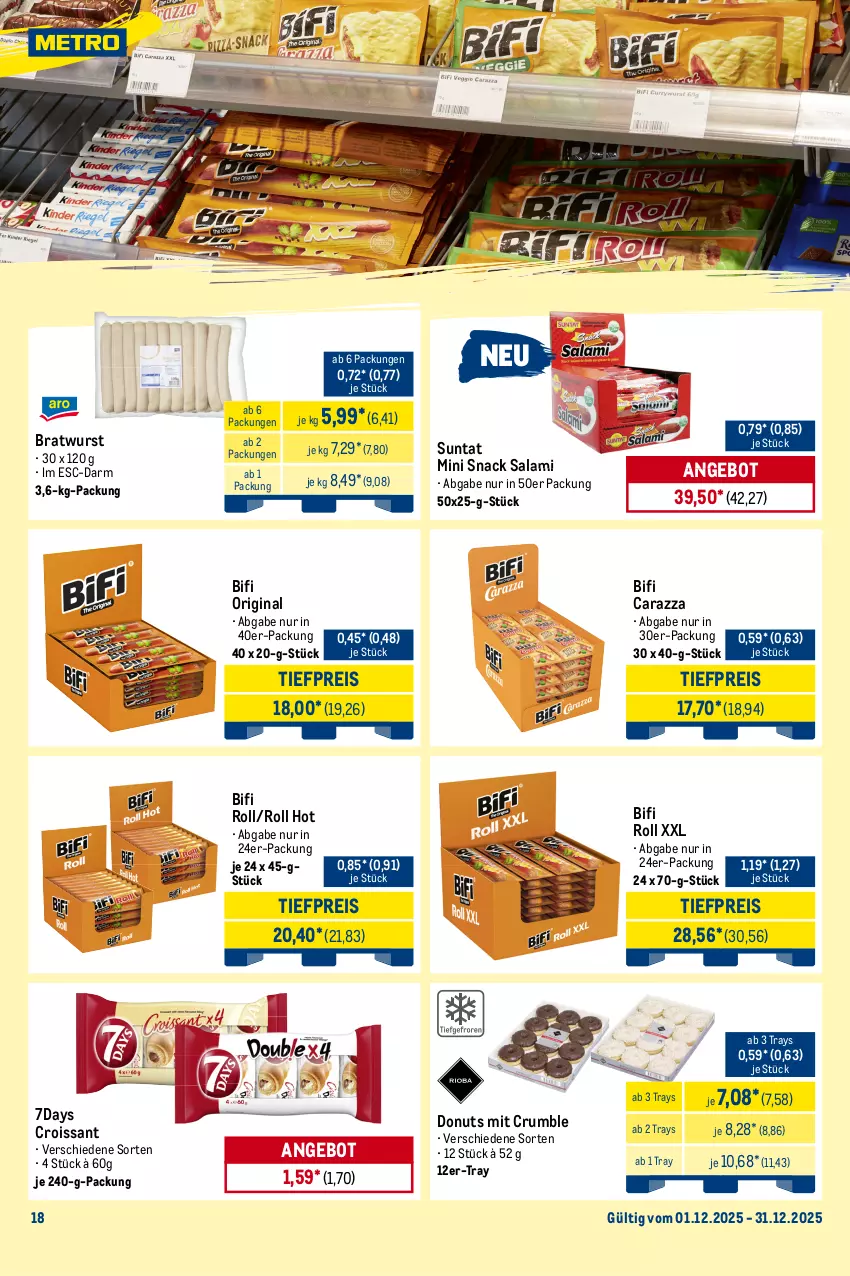 Aktueller Prospekt Metro - Monats-Mix - von 01.12 bis 31.12.2025 - strona 18 - produkty: ACC, angebot, Becher, bifi, bratwurst, Croissant, Desinfektion, Donut, donuts, Dr.Becher, eis, Fettlöser, flasche, gin, kaffee, kaffeemaschine, lebensmittel, maschinenreiniger, Metro, Rauch, reiniger, reis, rum, salami, smartphone, snack, sprühflasche, Ti, tiefpreis, wurst