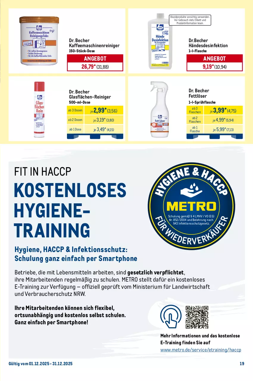 Aktueller Prospekt Metro - Monats-Mix - von 01.12 bis 31.12.2025 - strona 19 - produkty: ACC, angebot, Becher, bifi, bratwurst, Croissant, Desinfektion, Donut, donuts, Dr.Becher, eis, Fettlöser, flasche, gin, kaffee, kaffeemaschine, lebensmittel, maschinenreiniger, Metro, Rauch, reiniger, reis, rum, salami, smartphone, snack, sprühflasche, Ti, tiefpreis, wurst