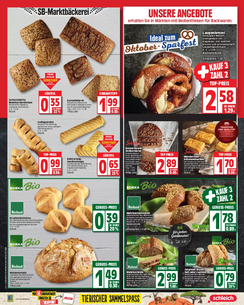 Aktueller Prospekt Edeka - Angebote der Woche - von 11.09 bis 16.09.2023 - strona 8 - produkty: angebot, angebote, backwaren, bio, blätterteig, blume, blumen, brezel, brot, brötchen, creme, einkaufstipp, eis, Elan, frucht, Geflügel, hartweizen, kartoffel, Kartoffelbrot, korn, Kornbrot, kuchen, Laugenbrezel, mac, mandarine, mandarinen, mehrkornbrötchen, mit frucht, ndk, nuss, Plunder, quark, reis, rum, saft, salz, schmand, sonnenblume, sonnenblumen, Sonnenblumenkerne, sonnenblumenkernen, Ti, tisch, top-preis, Tüte, vanille, Vanillestange, vollkornbrot, Weizenbrot, weizenbrötchen, weizenmischbrot, wurst, ZTE, zucker