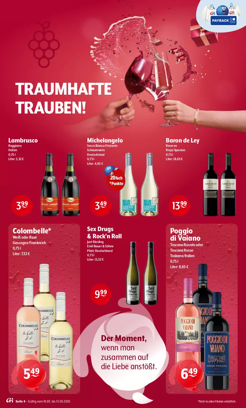 Aktueller Prospekt Getraenke Hoffmann - Prospekte - von 16.03.2025 bis 15.03.2026 - strona 4 - produkty: auer, Bau, Bauer, ecco, Elan, elle, frizzante, Hela, Lambrusco, reggiano, riesling, rioja, rosato, Ti, trauben, wein