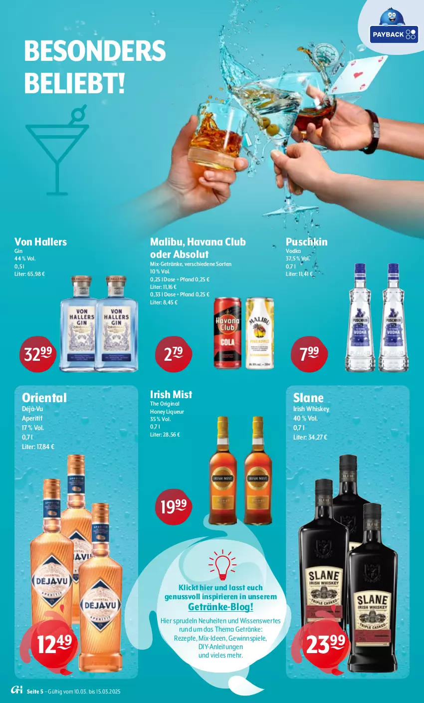 Aktueller Prospekt Getraenke Hoffmann - Prospekte - von 16.03.2025 bis 15.03.2026 - strona 5 - produkty: aperitif, getränk, getränke, gewinnspiel, gin, Havana Club, irish whiskey, liqueur, Malibu, neuheit, nuss, puschkin vodka, rezept, rezepte, Spiele, Sprudel, Ti, vodka, whiskey