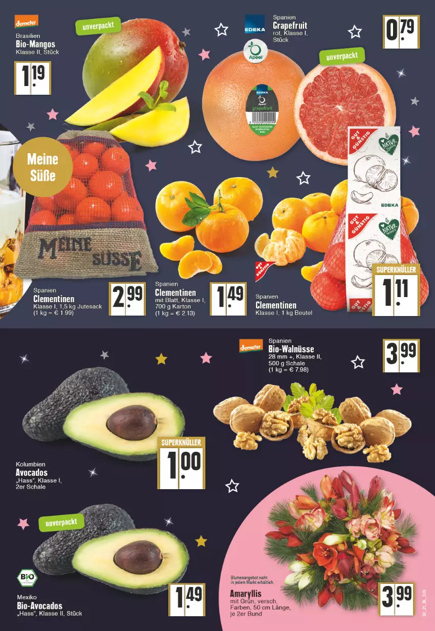 Aktueller Prospekt Edeka - Angebote der Woche - von 13.12 bis 18.12.2021 - strona 3 - produkty: angebot, beutel, bio, blume, blumen, clementinen, grapefruit, mango, mangos, sac, Schal, Schale, tee, tesa, Ti