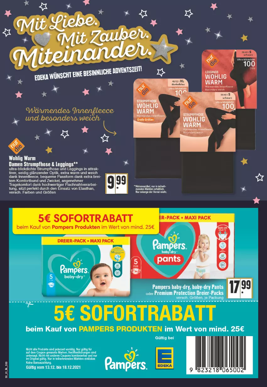 Aktueller Prospekt Edeka - Angebote der Woche - von 13.12 bis 18.12.2021 - strona 30 - produkty: Brei, coupon, coupons, eier, gin, hose, leggings, pampers, rum, Strumpfhose, Ti, WICK