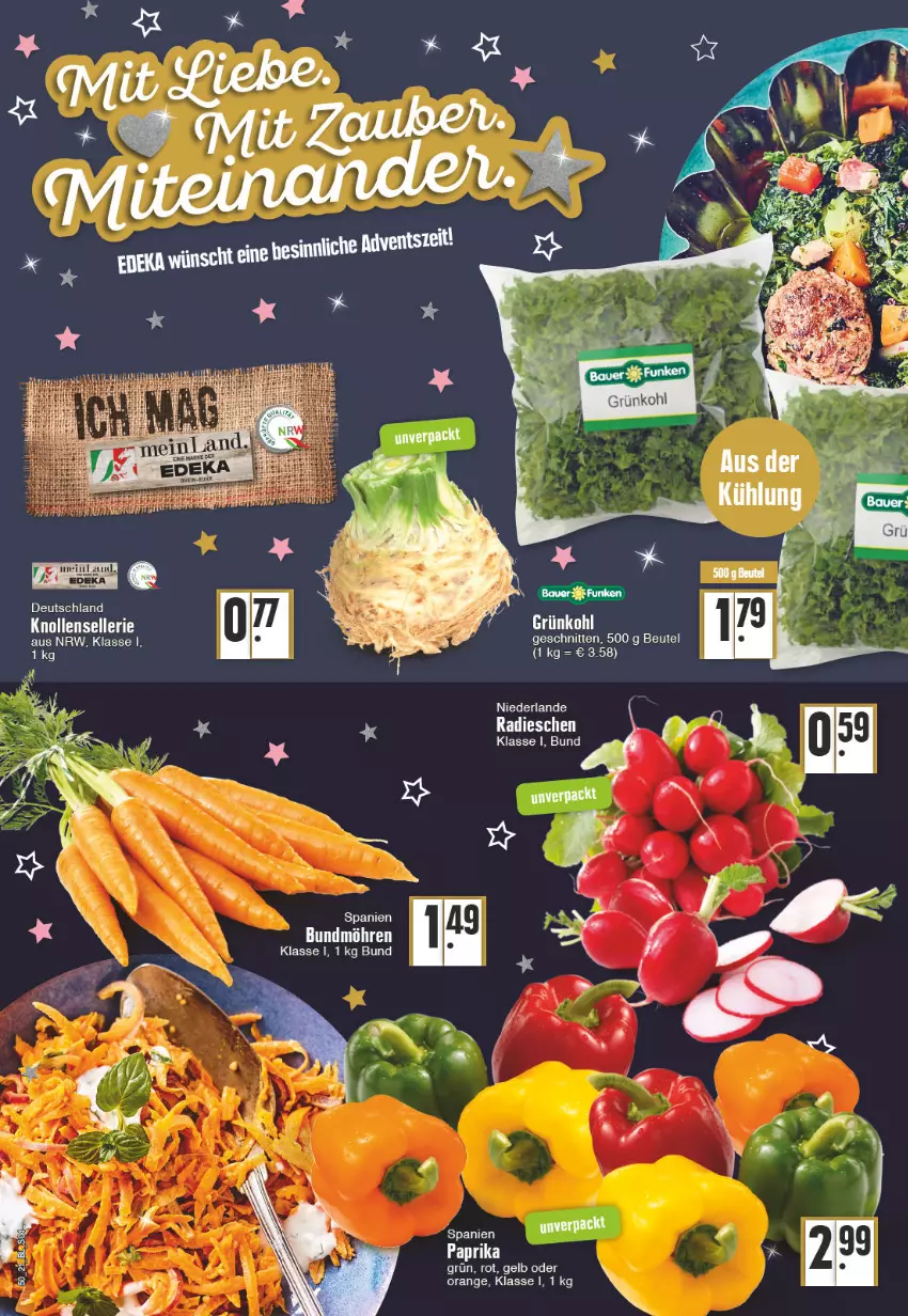 Aktueller Prospekt Edeka - Angebote der Woche - von 13.12 bis 18.12.2021 - strona 4 - produkty: beutel, elle, orange, paprika, radieschen, schnitten