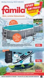Gazetka promocyjna Famila - Prospekte - Gazetka - ważna od 13.08 do 13.08.2022 - strona 1 - produkty: auer, Bau, eis, ente, jever, Kajak, LG, pool, rel, rucksack, sac, Surf, tee, Ti, Weste, Wild