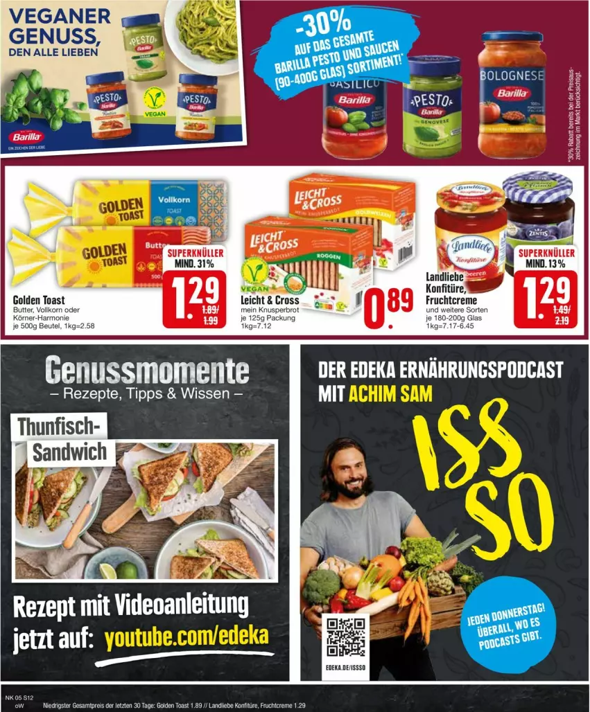 Aktueller Prospekt Edeka - Prospekte - von 29.01 bis 03.02.2024 - strona 12 - produkty: beutel, brot, butter, deka, eis, ente, frucht, golden toast, konfitüre, korn, landliebe, nuss, reis, rezept, rezepte, Ti, toast, ZTE