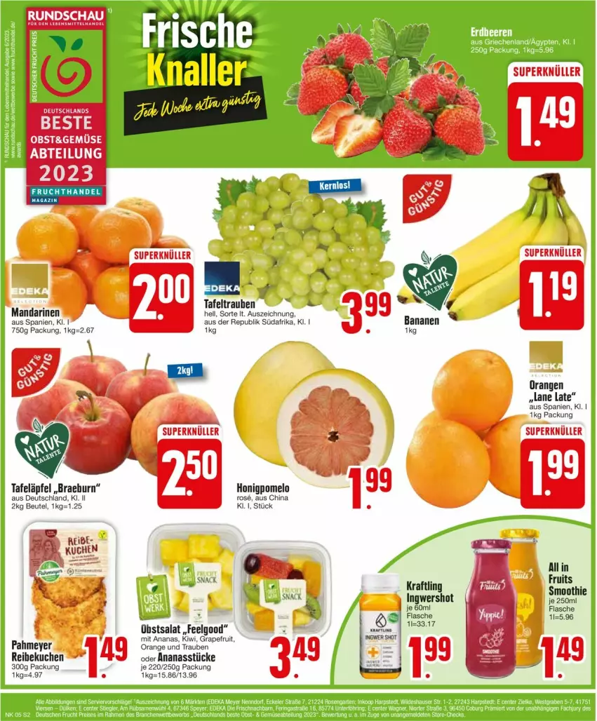 Aktueller Prospekt Edeka - Prospekte - von 29.01 bis 03.02.2024 - strona 2 - produkty: Abtei, ananas, Ananasstücke, banane, bananen, beutel, flasche, grapefruit, honig, Honigpomelo, ingwer, kiwi, kraft, kuchen, LG, mandarine, mandarinen, obst, orange, orangen, Pomelo, salat, snack, tafeläpfel, tafeltrauben, trauben