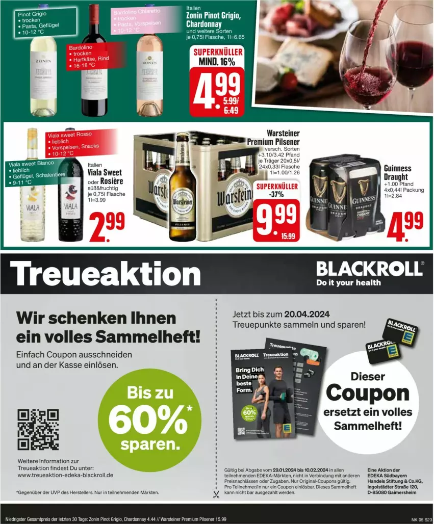 Aktueller Prospekt Edeka - Prospekte - von 29.01 bis 03.02.2024 - strona 23 - produkty: bett, chardonnay, coupon, coupons, deka, eis, elle, erde, flasche, frucht, Geflügel, gin, Guinness, lack, pils, pilsener, Pinot, pinot grigio, premium pils, reis, ring, Schal, Schale, steiner, teller, Ti, Tiere, warsteiner, zonin, ZTE