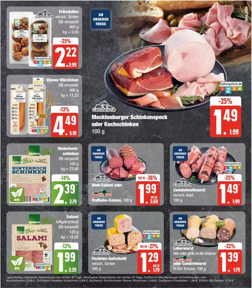 Aktueller Prospekt Edeka - Prospekte - von 19.02 bis 24.02.2024 - strona 9 - produkty: aufschnitt, bio, burger, deka, dell, edeka bio, eis, elle, fleisch, frikadellen, gutfleisch, kochschinken, pastete, reis, salami, schinken, schinkenspeck, schwein, Speck, Ti, wein, wiener, wiener würstchen, würstchen, ZTE