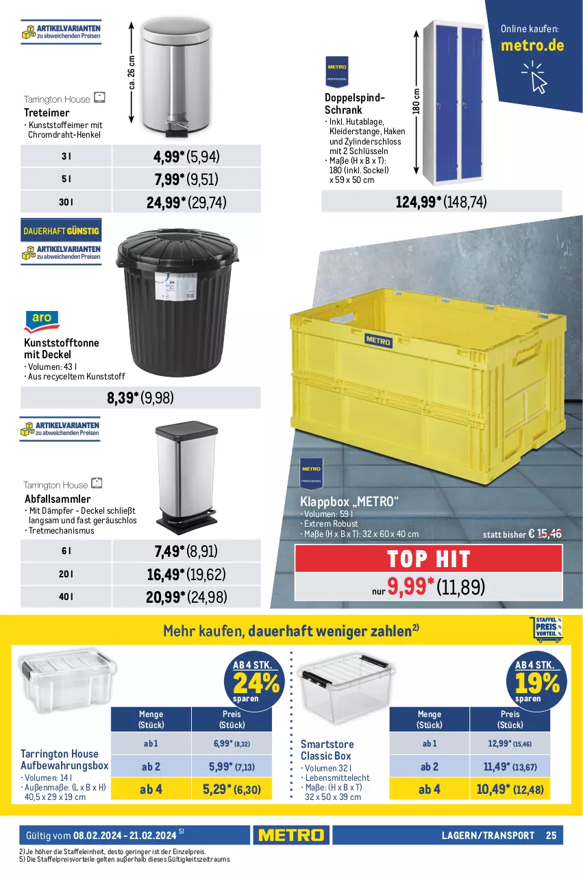 Aktueller Prospekt Metro - Food - NonFood - von 08.02 bis 21.02.2024 - strona 25 - produkty: auer, aufbewahrungsbox, Bad, Badekristalle, Bref, creme, decke, Deckel, Draht, eimer, eis, elmex, feinwaschmittel, Finish, flasche, geschirr, geschirrspülmittel, hakle, hakle toilettenpapier, henkel, Klappbox, kleid, kleider, kneipp, kosmetik, lebensmittel, lenor, lenor weichspüler, meridol, Metro, Palette, papier, persil, perwoll, preisvorteil, pril, reis, ring, Schrank, Sport, spülmittel, tarrington house, Ti, toilettenpapier, treteimer, vollwaschmittel, waschmittel, weichspüler, zahncreme