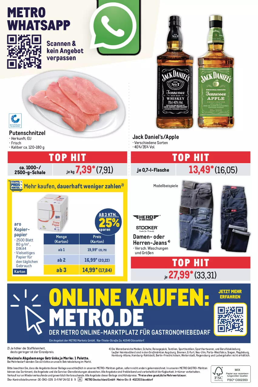 Aktueller Prospekt Metro - Food - NonFood - von 08.02 bis 21.02.2024 - strona 36 - produkty: abholpreise, angebot, angebote, Apple, auer, dell, din a4, eis, flasche, getränk, getränke, heimtextilien, herren-jeans, ilag, jack daniel, jeans, kleid, Kleidung, kopierpapier, Metro, metro gastro, Mode, Palette, papier, pute, putenschnitzel, Rauch, reis, ring, rwe, Schal, Schale, schnitzel, schuhe, Spiele, Sport, Ti