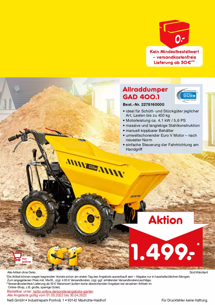 Aktueller Prospekt Netto Marken-Discount - Online-SonderangeboteGarten - von 01.03 bis 30.04.2022 - strona 12 - produkty: angebot, angebote, Behälter, eis, Garten, Holz, ndk, pril, reis, Ti, versandkostenfrei, ZTE