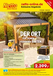 Gazetka promocyjna Netto Marken-Discount - Online-SonderangeboteGarten - Gazetka - ważna od 30.04 do 30.04.2022 - strona 1 - produkty: angebot, angebote, eis, ente, Garten, Holz, Mode, moskitonetz, ndk, pavillon, Rauch, reis, Ria, Ti, versandkostenfrei, ZTE