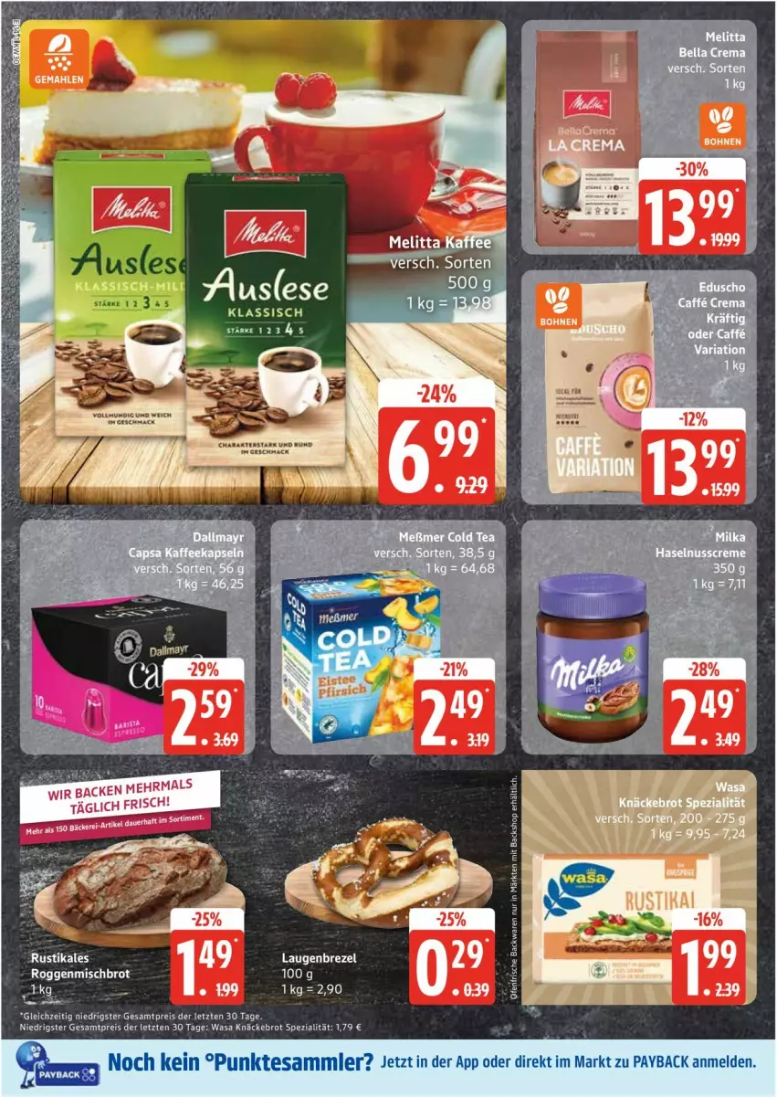 Aktueller Prospekt Edeka - Prospekte - von 21.07 bis 26.07.2025 - strona 14 - produkty: brezel, brot, eis, knäckebrot, Laugenbrezel, payback, reis, Spezi, tesa, Ti, wasa, ZTE