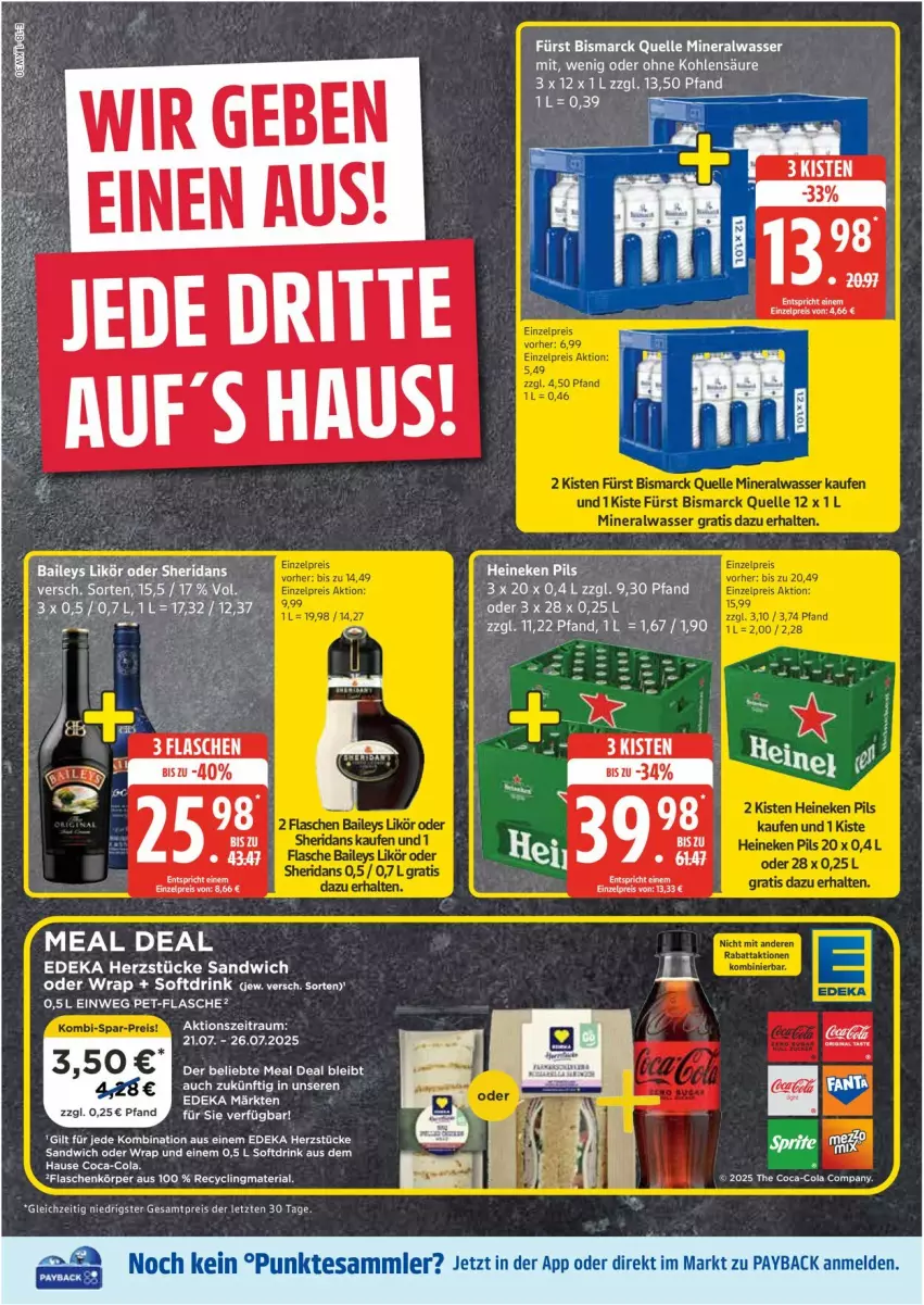 Aktueller Prospekt Edeka - Prospekte - von 21.07 bis 26.07.2025 - strona 18 - produkty: Alwa, bismarck, Clin, coca-cola, cola, deka, drink, eis, elle, flasche, mineralwasser, pet-flasche, recyclingmaterial, reis, Ria, sandwich, Ti, wasser, wrap, ZTE