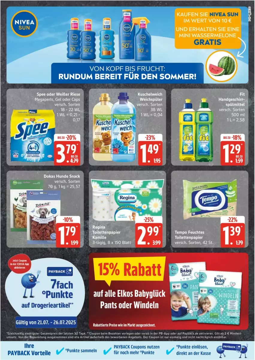 Aktueller Prospekt Edeka - Prospekte - von 21.07 bis 26.07.2025 - strona 19 - produkty: angebot, coupon, eis, elkos, gin, melone, reis, Ti, wasser, wassermelone, ZTE