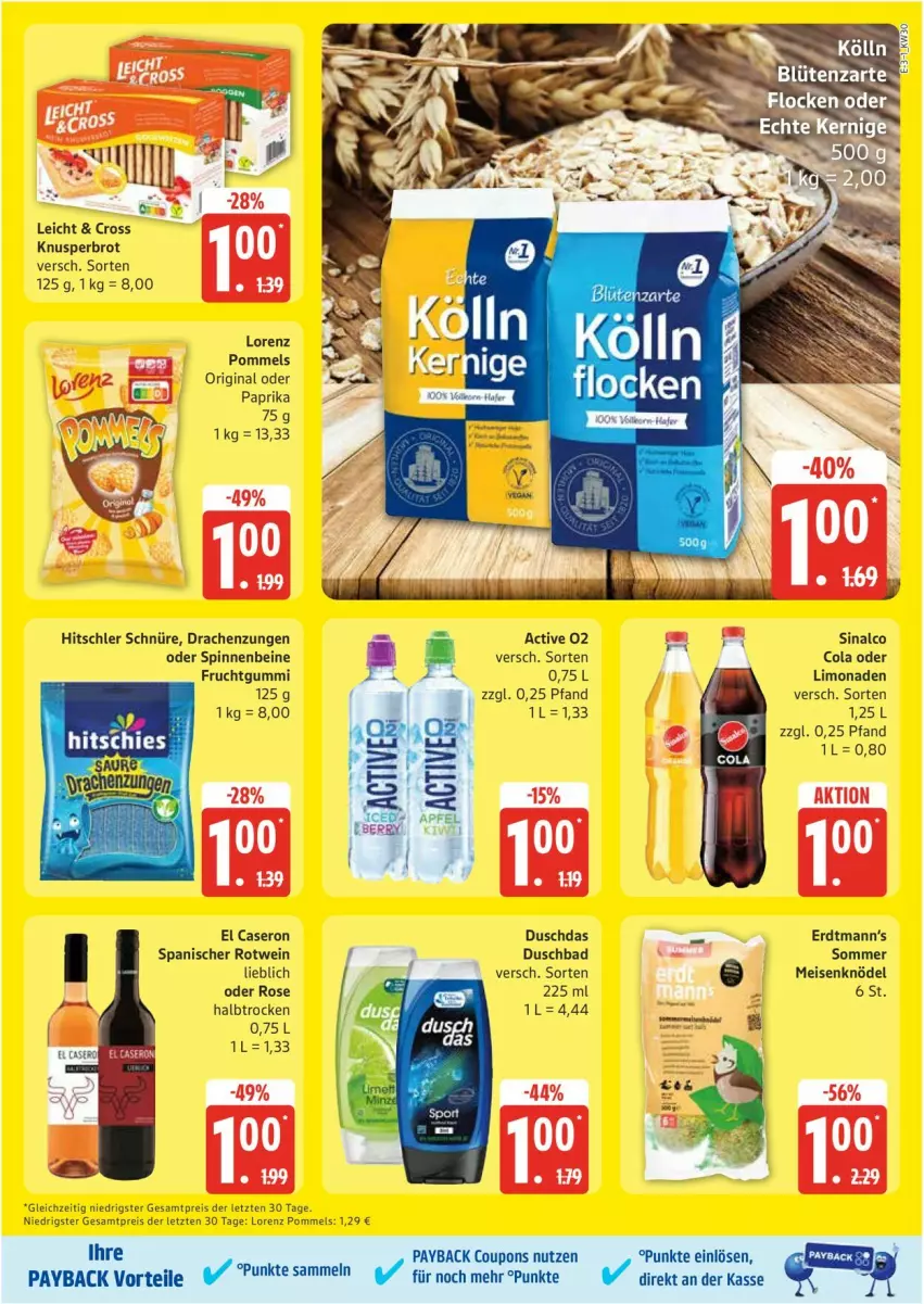 Aktueller Prospekt Edeka - Prospekte - von 21.07 bis 26.07.2025 - strona 3 - produkty: apfel, Bad, brot, cola, coupon, coupons, duschbad, duschdas, eis, frucht, fruchtgummi, gin, hitschler, Knödel, kölln, limo, limonade, limonaden, lorenz, Meisenknödel, paprika, payback, Pommels, reis, rotwein, sinalco, Ti, wein, ZTE