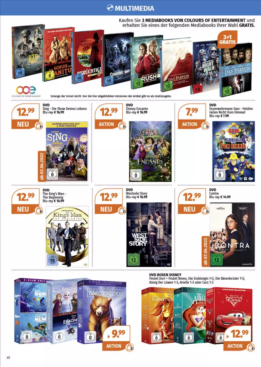 Aktueller Prospekt Mueller - Spielware & Multi-Media - von 04.04 bis 16.04.2022 - strona 21 - produkty: ariel, blu-ray, Cars, disney, dvd, ehrmann, eis, Eiskönigin, elle, ente, gin, König der Löwen, LG, rwe, Ti