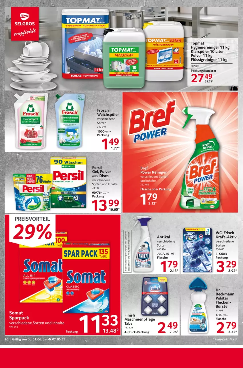 Aktueller Prospekt Selgros - Food - von 01.06 bis 07.06.2023 - strona 26 - produkty: apfel, bürste, eis, Finish, flasche, grana, granatapfel, klarspüler, kraft, persil, preisvorteil, Rana, reiniger, reis, Ti, universal pulver, weichspüler