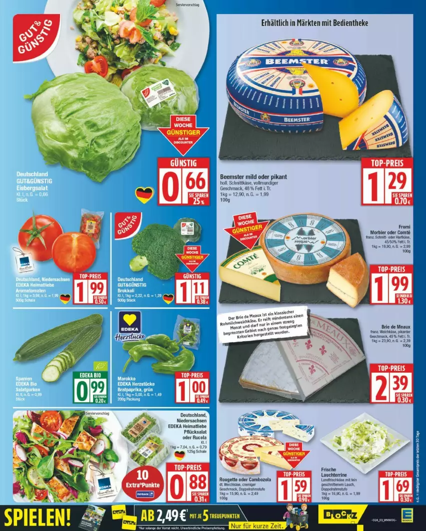 Aktueller Prospekt Edeka - Prospekte - von 09.06 bis 14.06.2025 - strona 3 - produkty: Beemster, brie, cola, deka, Käse, mac, rouge, rucola, sac, salat, Schal, Schale, schnittkäse
