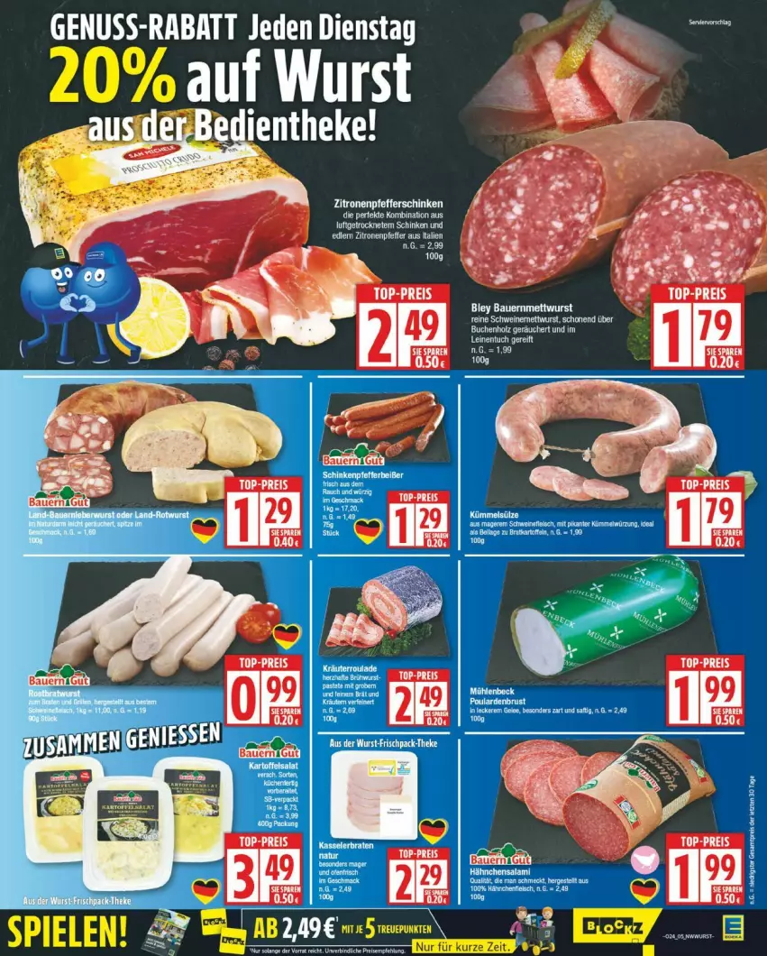 Aktueller Prospekt Edeka - Prospekte - von 09.06 bis 14.06.2025 - strona 5 - produkty: auer, Bau, Bauer, bley, buch, eis, fleisch, Holz, LG, Mett, mettwurst, nuss, pasta, pfeffer, reis, schinken, schwein, schweine, schweinefleisch, schweinemett, Ti, top-preis, wein, weine, wurst, zitrone, zitronen