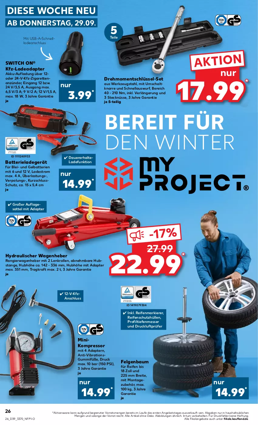 Aktueller Prospekt Kaufland - von 29.09 bis 05.10.2022 - strona 26 - produkty: adapter, akku, angebot, angebote, anzünder, auer, batterie, batterien, Bau, Brei, felgen, kompressor, kraft, ladegerät, LG, messer, reifen, sattel, Schal, schutzhülle, Ti, usb, werkzeug, ZTE