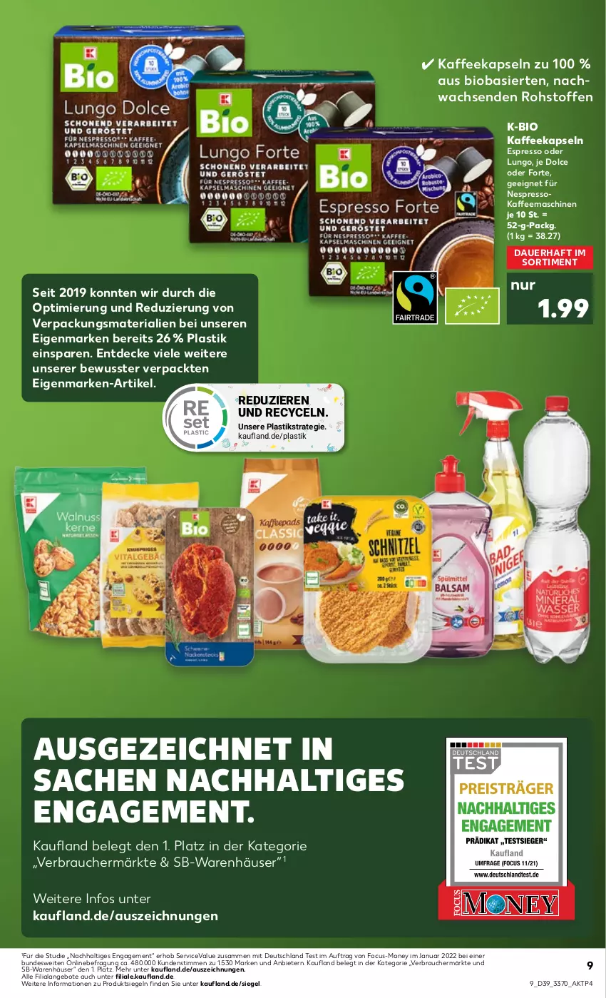 Aktueller Prospekt Kaufland - von 29.09 bis 05.10.2022 - strona 9 - produkty: angebot, angebote, asti, auer, bio, decke, espresso, espresso oder, kaffee, kaffeekapseln, kaffeemaschine, lungo, nespresso, Rauch, Ria, sac, Ti