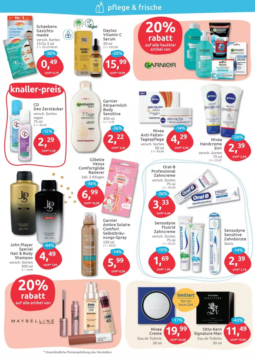 Aktueller Prospekt Budni - Prospekte - von 06.06 bis 11.06.2022 - strona 2 - produkty: Ambre Solaire, body, bürste, creme, deo, eau de toilette, eau de toilette 30 ml, eis, elle, garnier, gillette, handcreme, Maske, milch, natur, nivea, oral-b, Otto kern, rasierer, reis, rum, Schaebens, sensodyne, Serum, shampoo, Tagespflege, tee, teller, Ti, venus, vita, Vitamin C, wasser, Yo, zahnbürste, zahncreme