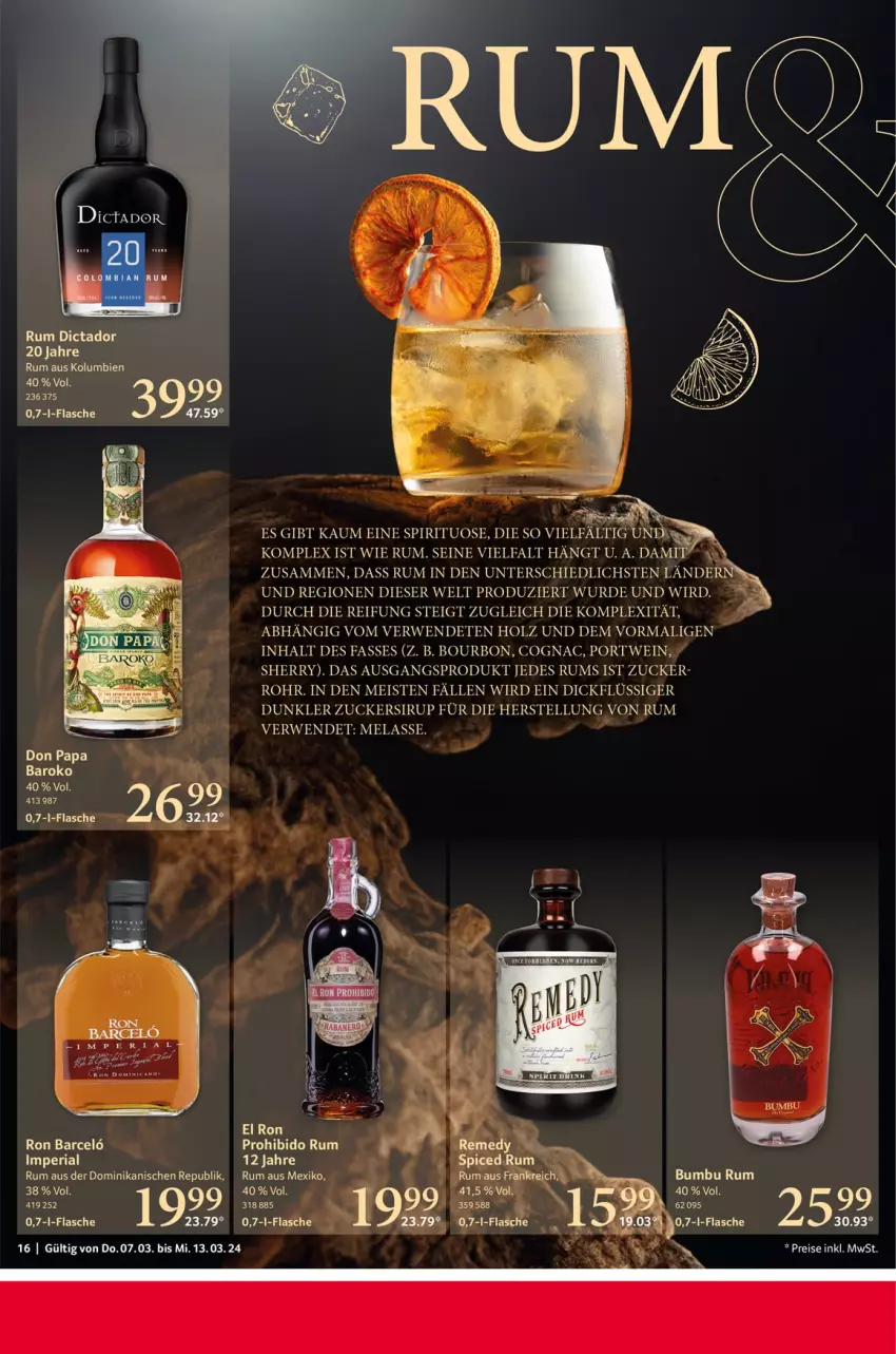 Aktueller Prospekt Selgros - Food - von 07.03 bis 13.03.2024 - strona 16 - produkty: bourbon, Bumbu, Cognac, eis, flasche, Holz, Portwein, reis, Ria, rum, rwe, sirup, tee, Ti, wein, zucker