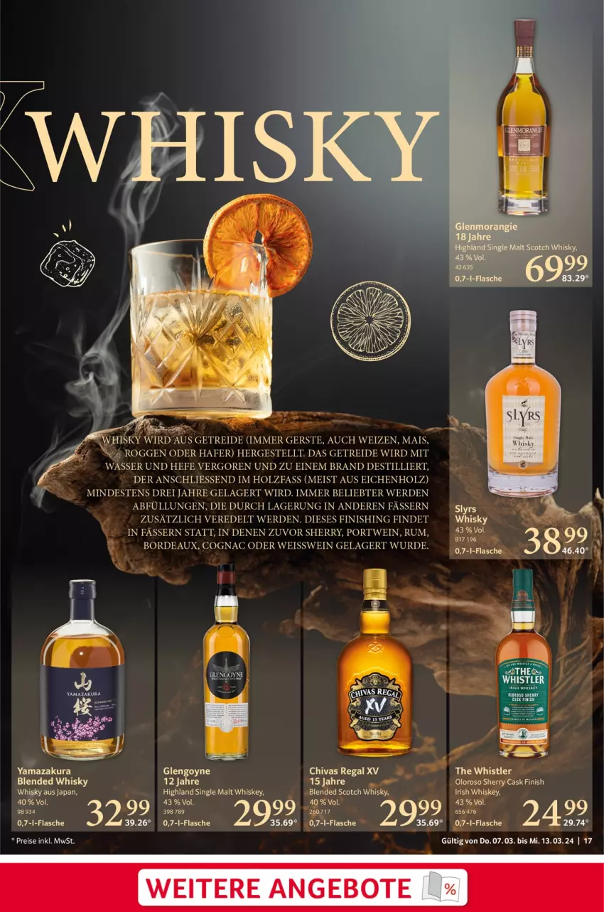 Aktueller Prospekt Selgros - Food - von 07.03 bis 13.03.2024 - strona 17 - produkty: blended scotch, Cognac, eis, erde, Finish, flasche, hafer, Hefe, Holz, mais, Portwein, regal, rum, scotch, single malt, Ti, wasser, wein, whiskey, whisky