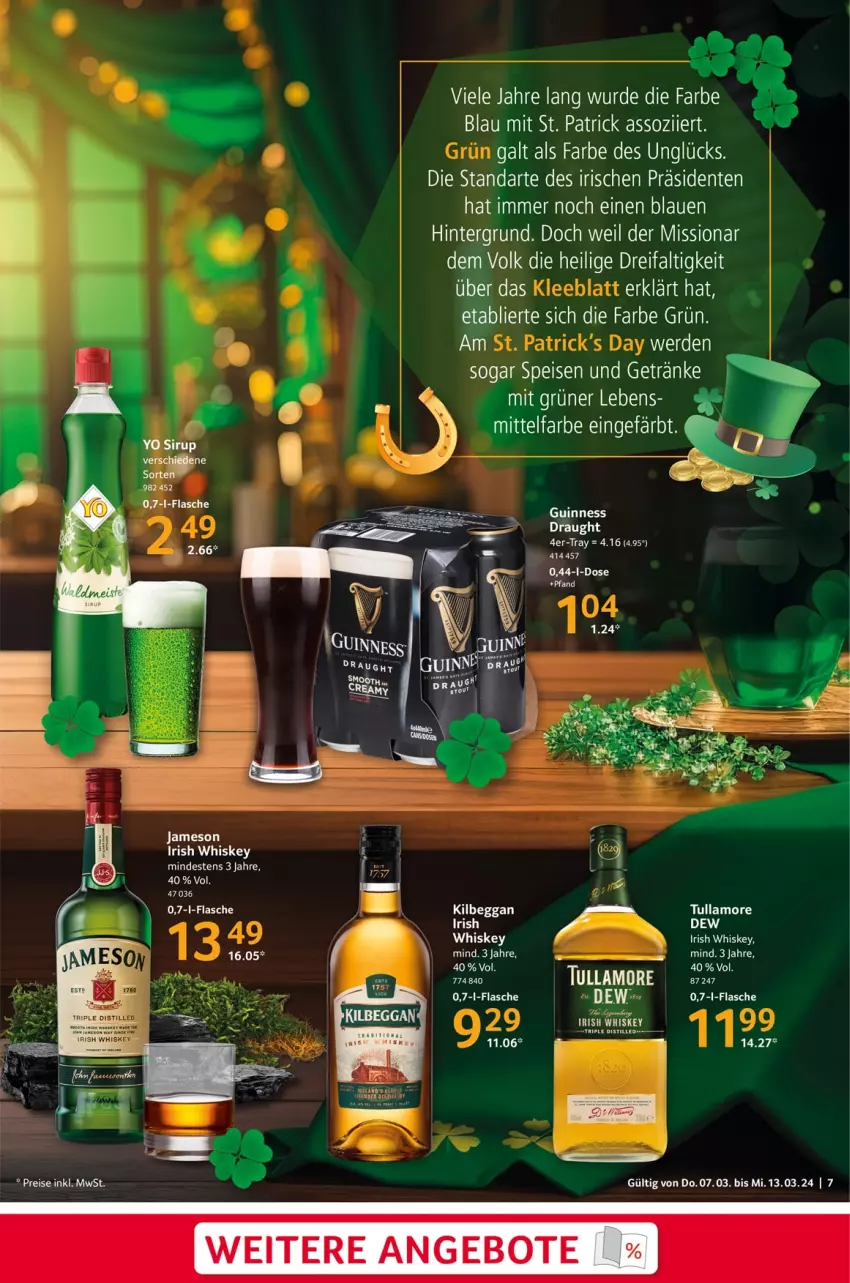 Aktueller Prospekt Selgros - Food - von 07.03 bis 13.03.2024 - strona 7 - produkty: angebot, angebote, eis, ente, erde, flasche, getränk, getränke, Guinness, irish whiskey, jameson, kilbeggan, sirup, Ti, tullamore, whiskey, Yo